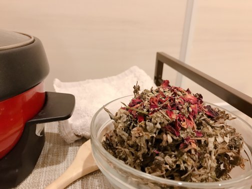 ヨモギ蒸しの汗