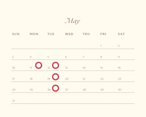 5月の営業カレンダー