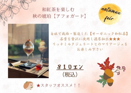 新メニュー登場！和紅茶を楽しむ秋の琥珀【アフォガード】