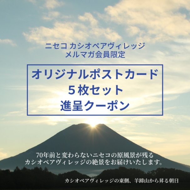 【オリジナルポストカード ５枚セット進呈クーポン】ニセコ カシオペアヴィレッジ メルマガ会員特典 
