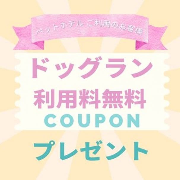 メルマガ登録で初回のみ　ペットホテル 利用のお客様はドッグラン利用無料サービス！！