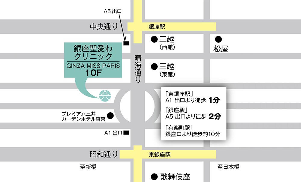 銀座聖愛わクリニックMAP(地図)