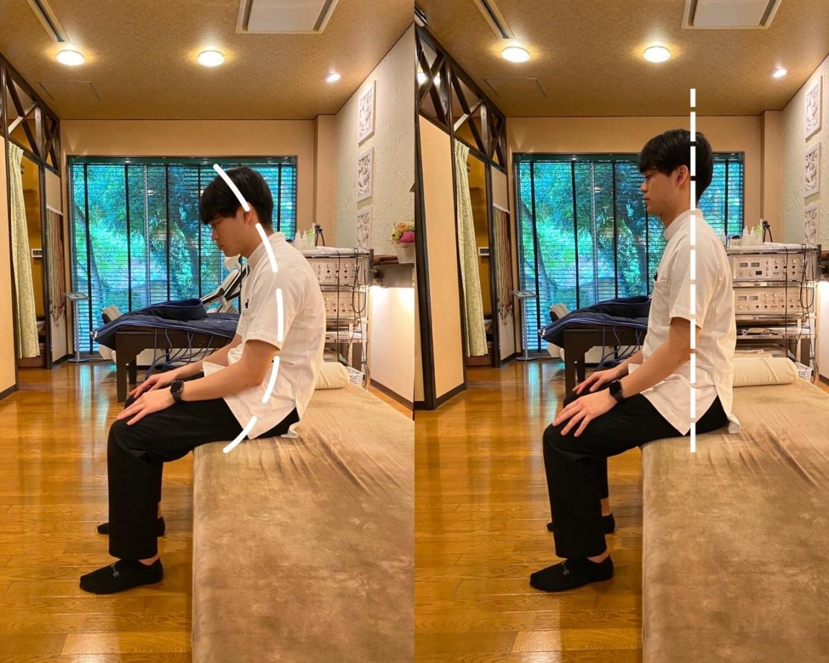 イスに座った際のポジションに注意　愛媛県西予市　おかだ整骨院・整体院　捻挫、肉離れ、オスグッドなどスポーツ障害ならお任せください。腰痛、肩凝り、自律神経治療もご相談ください。交通事故治療専門院。