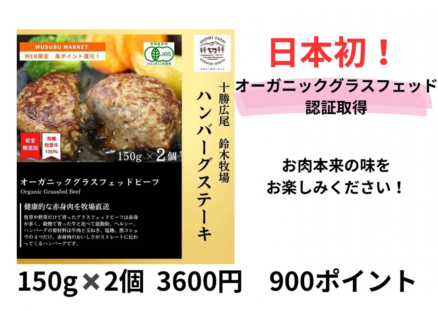 鈴木牧場のハンバーグステーキ2個