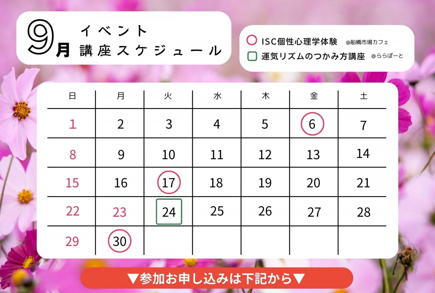 GCMゴトウキャリアマネージメント 五藤 イベント講座船橋大学 市場カフェららぽーと ISD個性心理学体験 運気のつかみ方講座