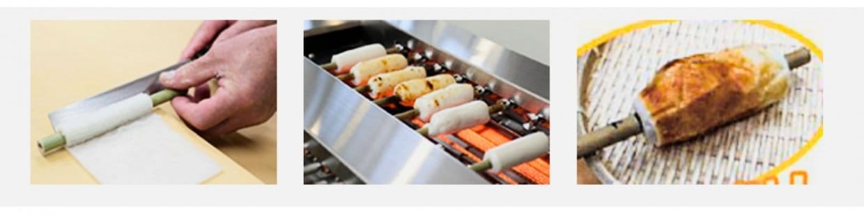 ちくわを巻く様子 しきしま蒲鉾 かまぼこ作り体験