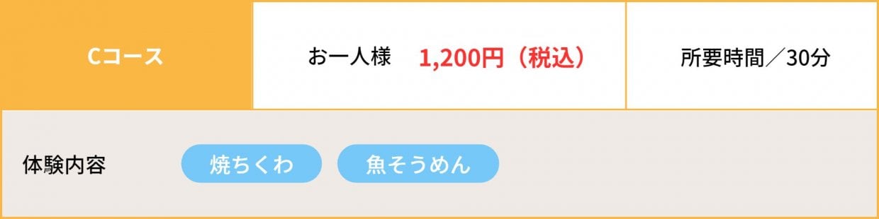かまぼこ造り体験  Cコース  しきしま蒲鉾