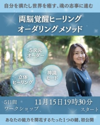 11/15(土)から両脳覚醒オーダリングメソッド《５次元オーダー》習得5日間ワークショップ