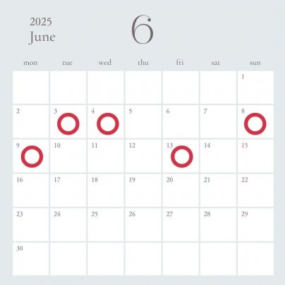 6月前半の施術可能日