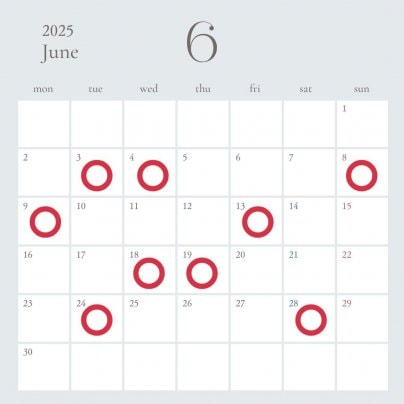 6月後半の施術可能日