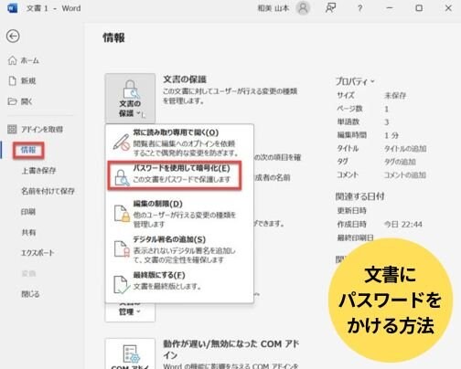 意外と簡単だった、文書にパスワードをかける方法