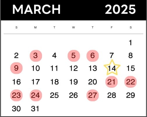 3月営業日のお知らせ