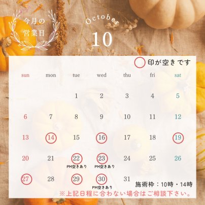 2024年10月サロンスケジュール