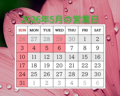 2026年５月の営業日