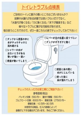 トイレのトラブルチェック表