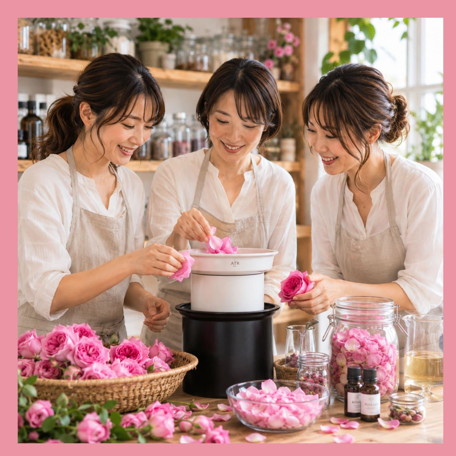 out ドリンクジャー ローズアレンジ♪ 6/22 🌹五感で楽しむ 食香薔薇の会🌹 フレッシュローズ蒸留