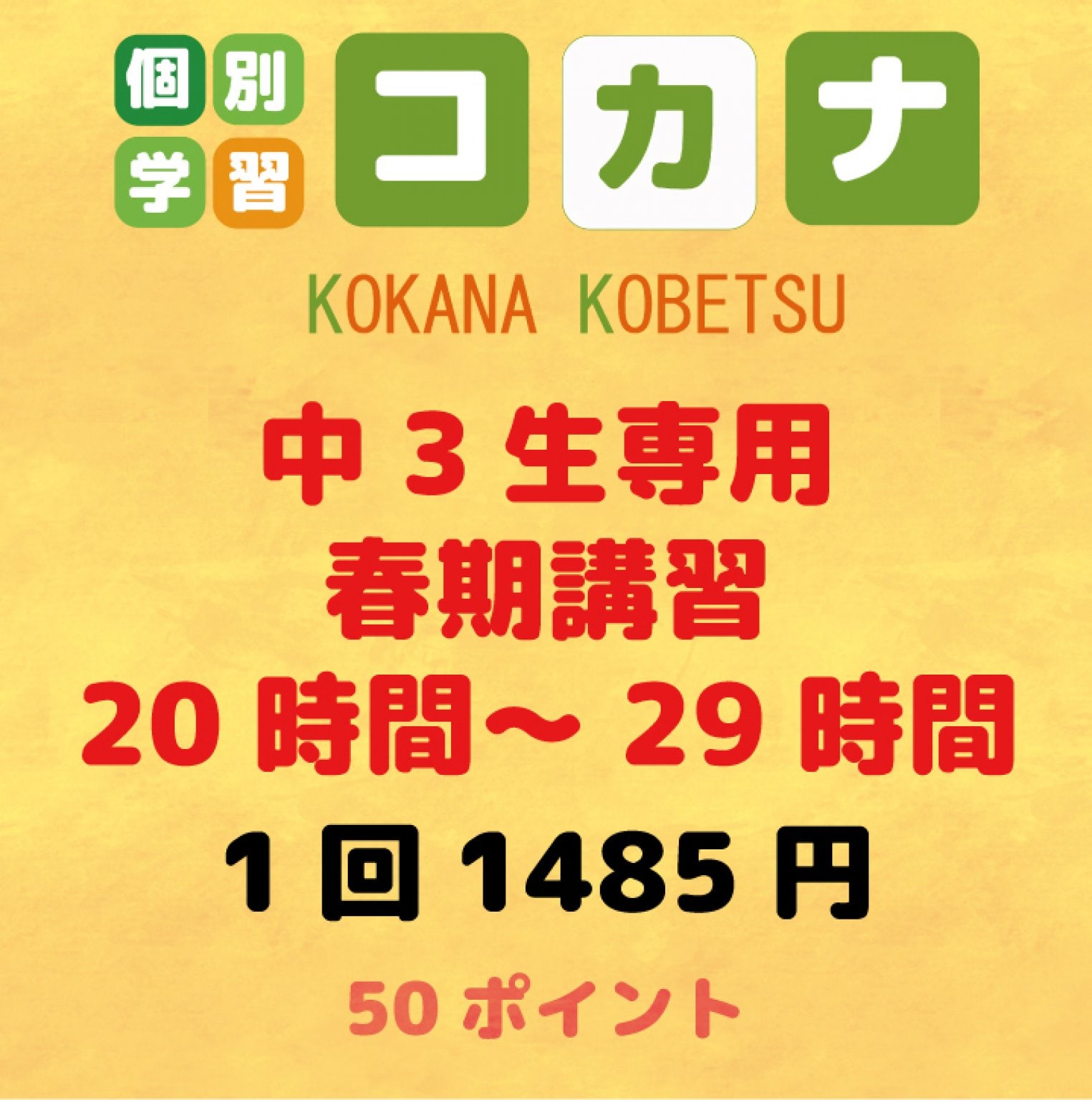 【現地払い専用】中学3年生　春季講習　20時間~29時間　チケット