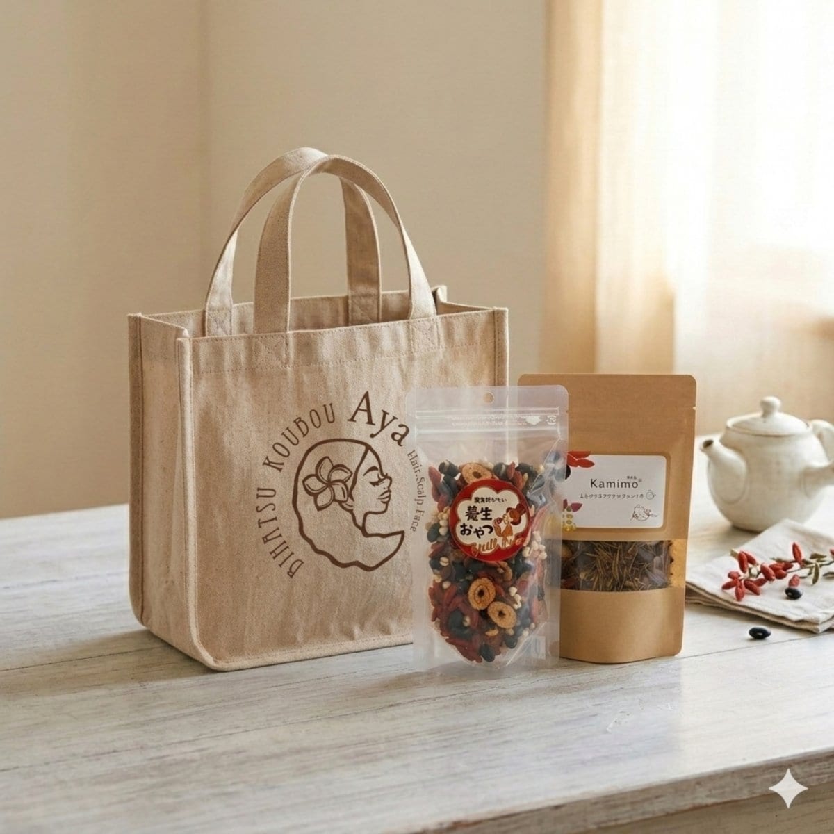 美髪工房Aya　20年周年記念　オリジナルトートバック薬膳茶Aセット