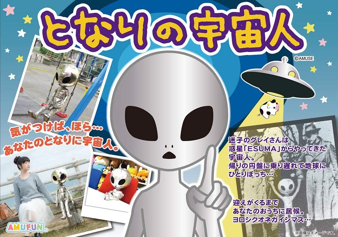 となりの宇宙人 でか BIG オーロラグレイ ぬいぐるみ
