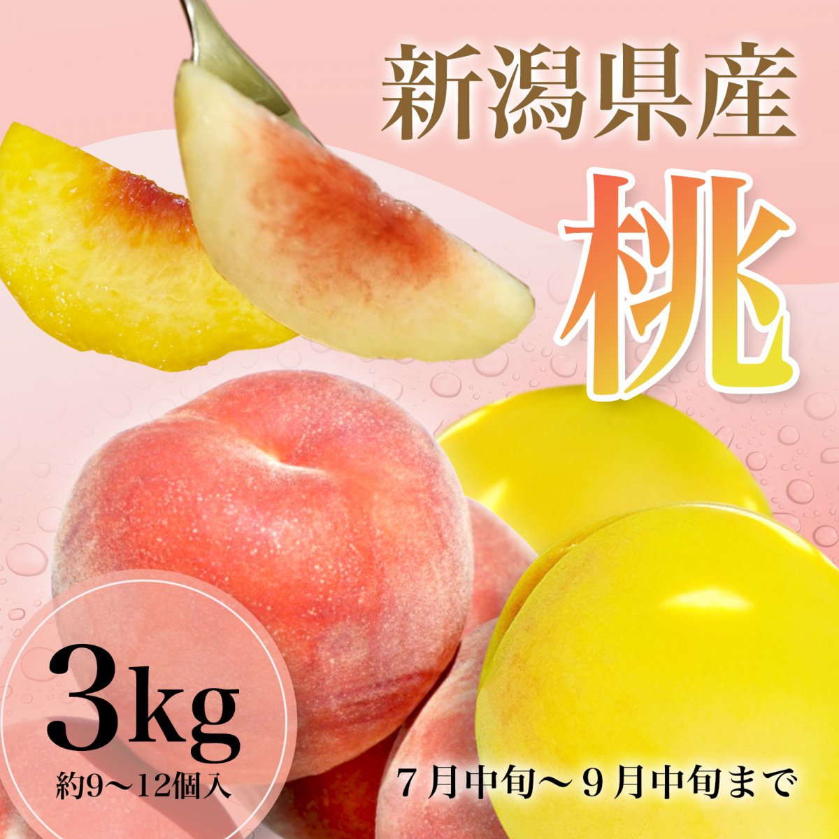 【予約販売限定!!高ポイント!!3kg】新潟県産桃/約9~12個入