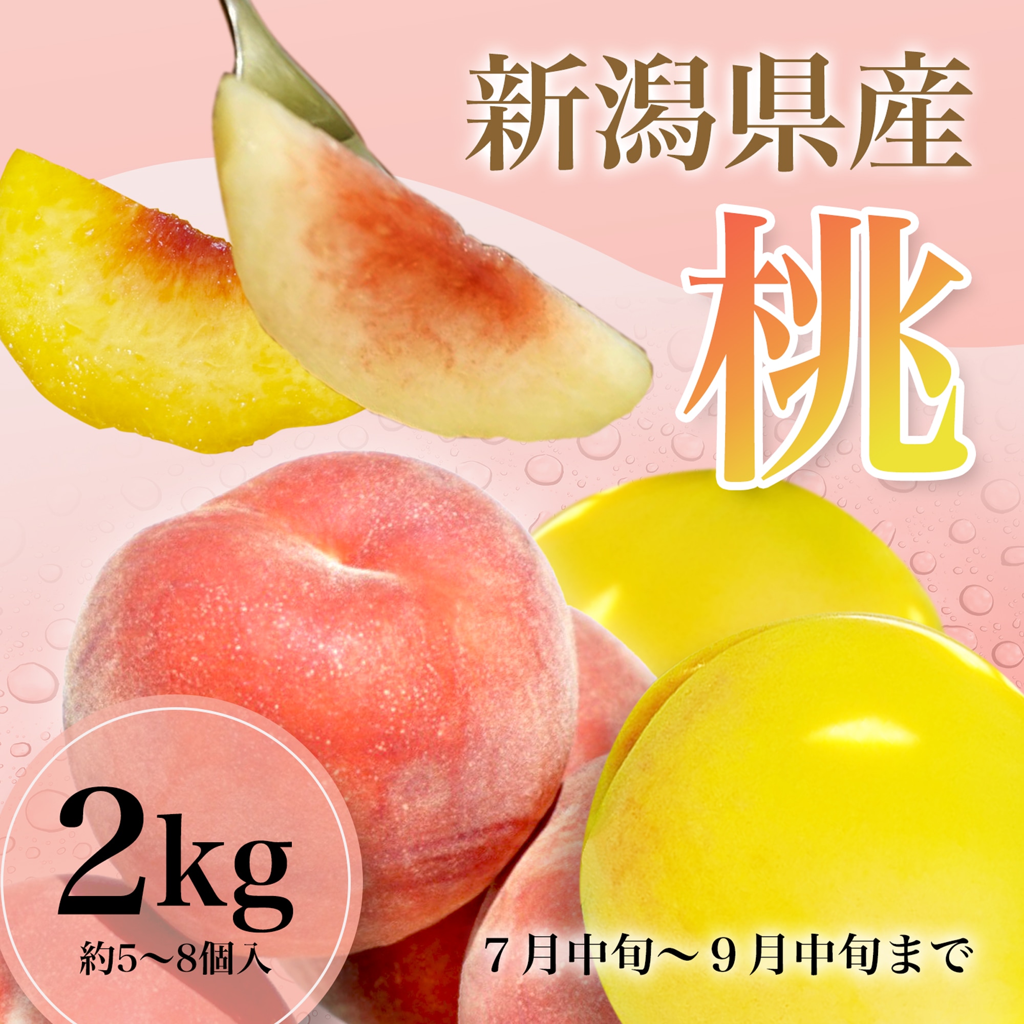 予約販売】2kg(約5~8個入)|新潟県産 朝採れ完熟桃〈濃厚な甘みと爽やか