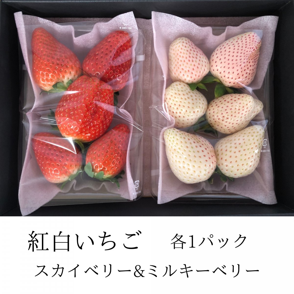 赤羽いちご園の紅白いちご　スカイベリー＆ミルキーベリー各1パック入り　1箱│栃木産