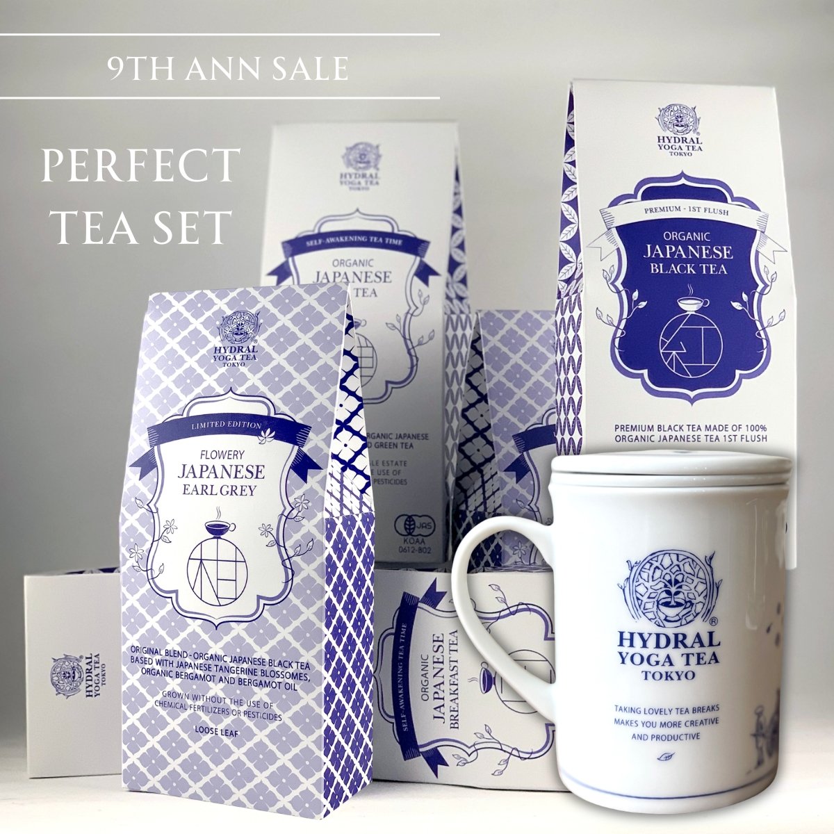 【9周年SALE】Japanese Organic Tea Perfect Set オーガニックティー全6種・オリジナル陶器マグカップセット｜ティーバッグタイプ｜高ポイント