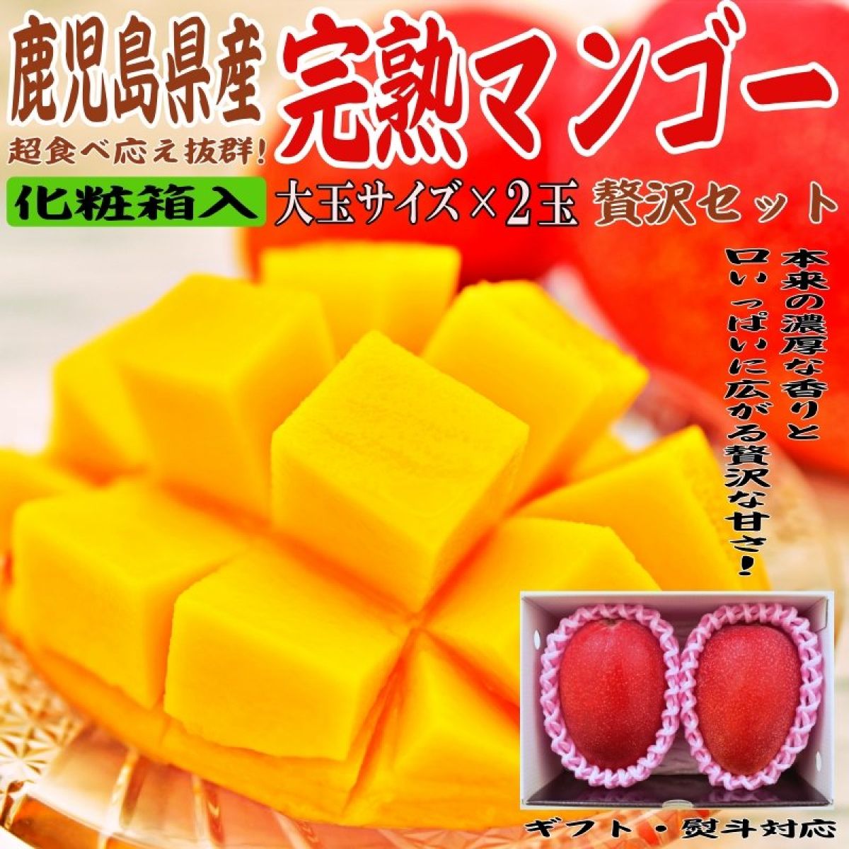 【広告の品】鹿児島県産｜完熟マンゴー｜大玉サイズ｜2玉入【母の日・父の日・御中元・夏ギフト】