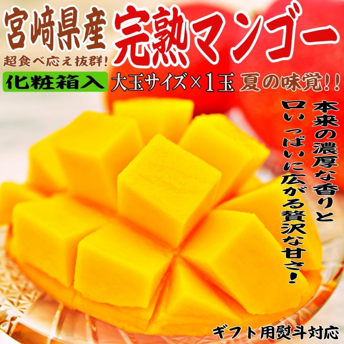 宮崎県産｜完熟マンゴー｜大玉サイズ｜1玉入【母の日・父の日・御中元・夏ギフト】