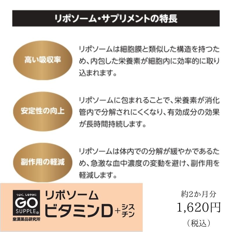 リポソームビタミンD+シスチン｜GO SUPPLE 栄養機能食品（VD+シスチン