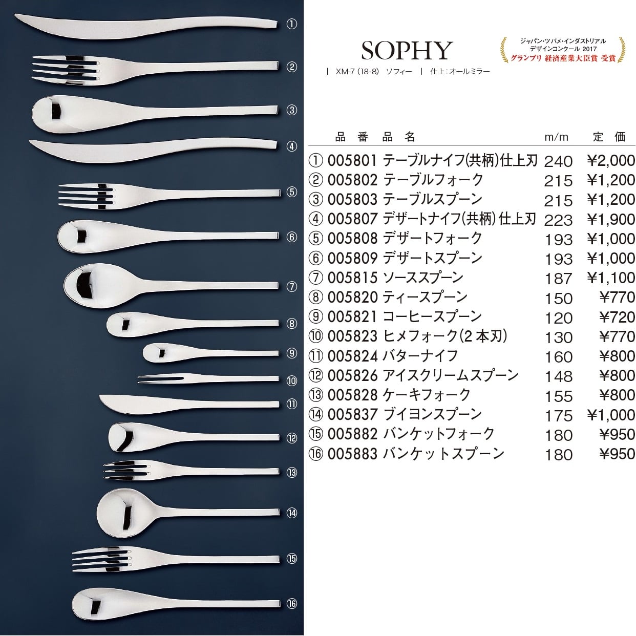 トーダイ X-M7 SOPHY(ソフィー) デザートスプーン 193(mm)