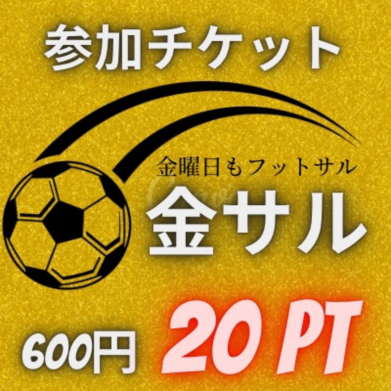 金サルチケット600円（20ポイント）個人参加型サッカー・フットサル・ソサイチ