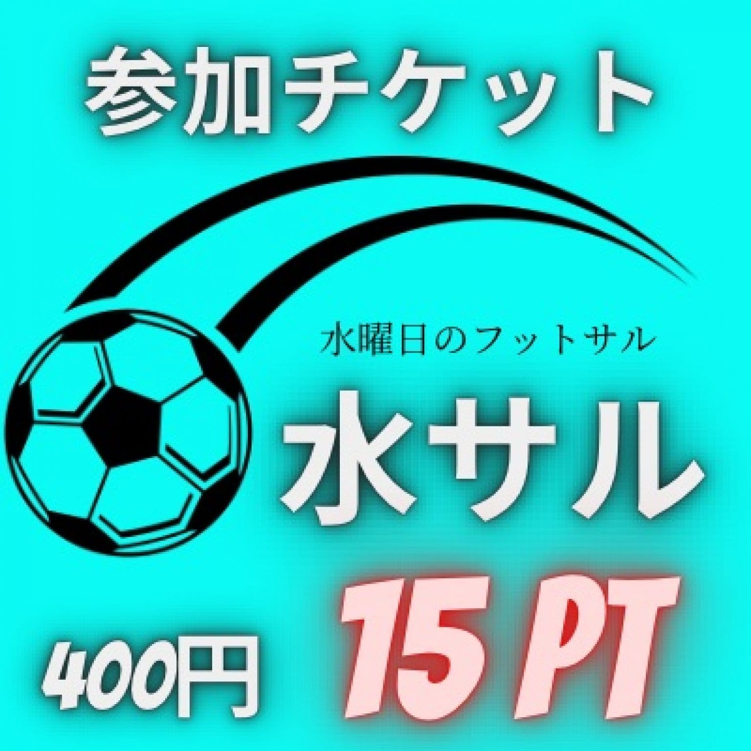 水サルチケット400円（15ポイント）個人参加型サッカー・フットサル・ソサイチ