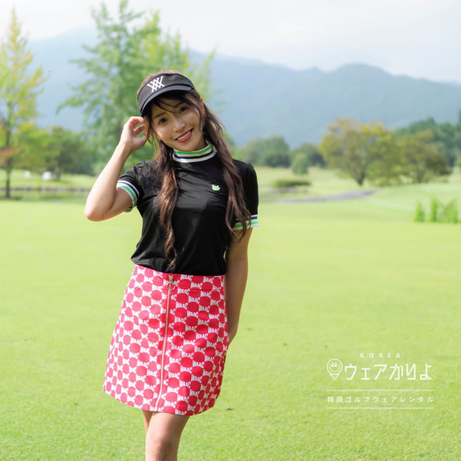 WAAC ワック ハイウエストAラインキュロットスカート レッド 2サイズ