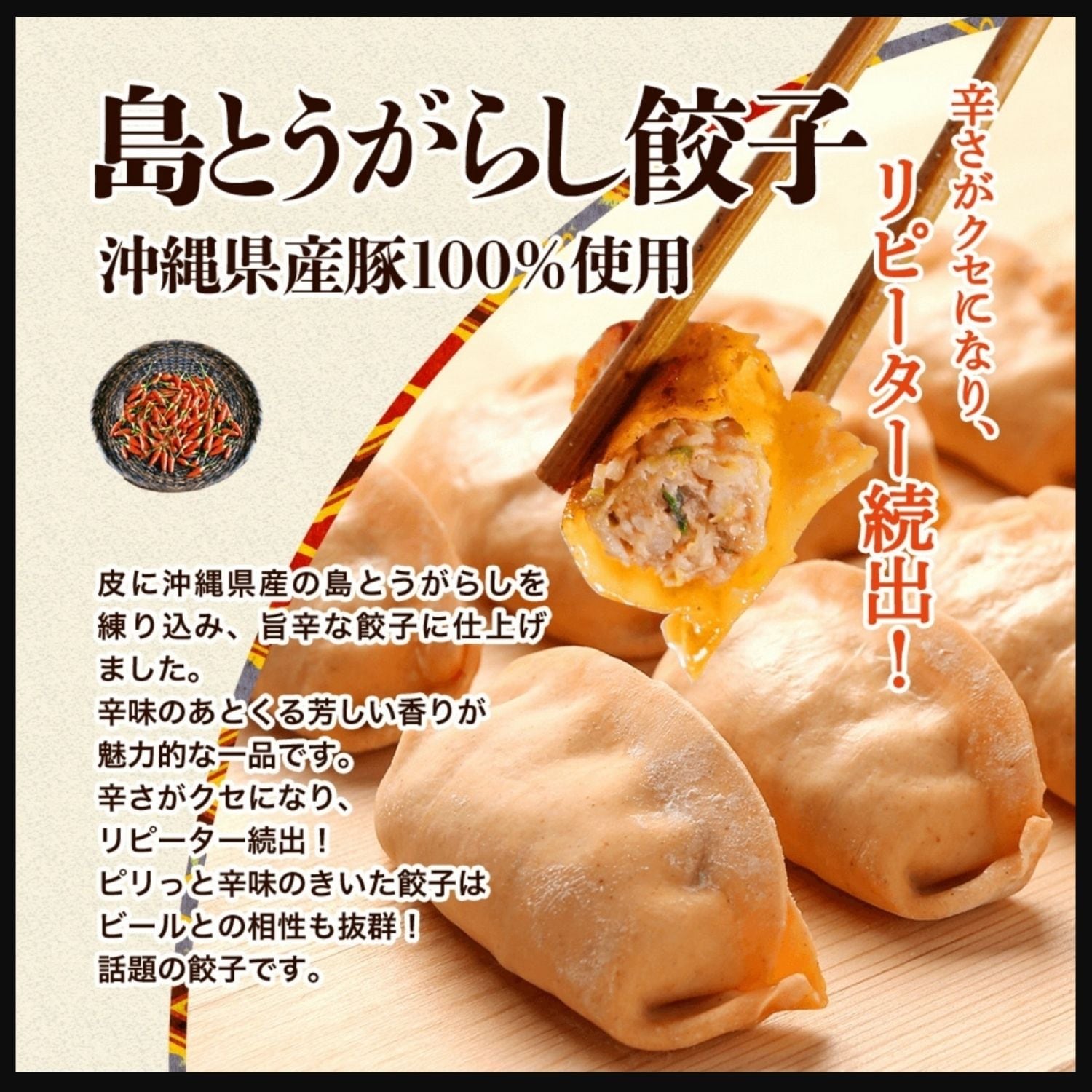 琉珉珉」沖縄冷凍餃子48個(12個入×4種類) 香港で50万個以上の販売実績