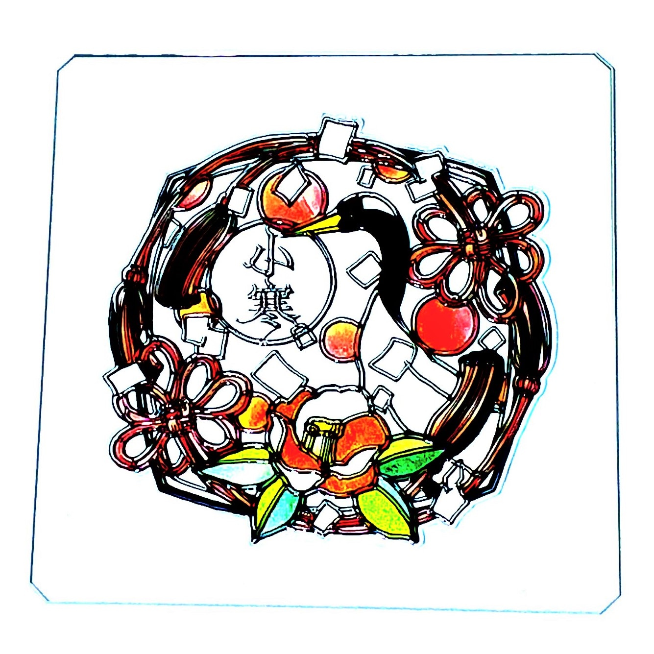 切り絵/大橋忍デザイン 二十四節気 ガラス装飾プレート【小寒】（簡易