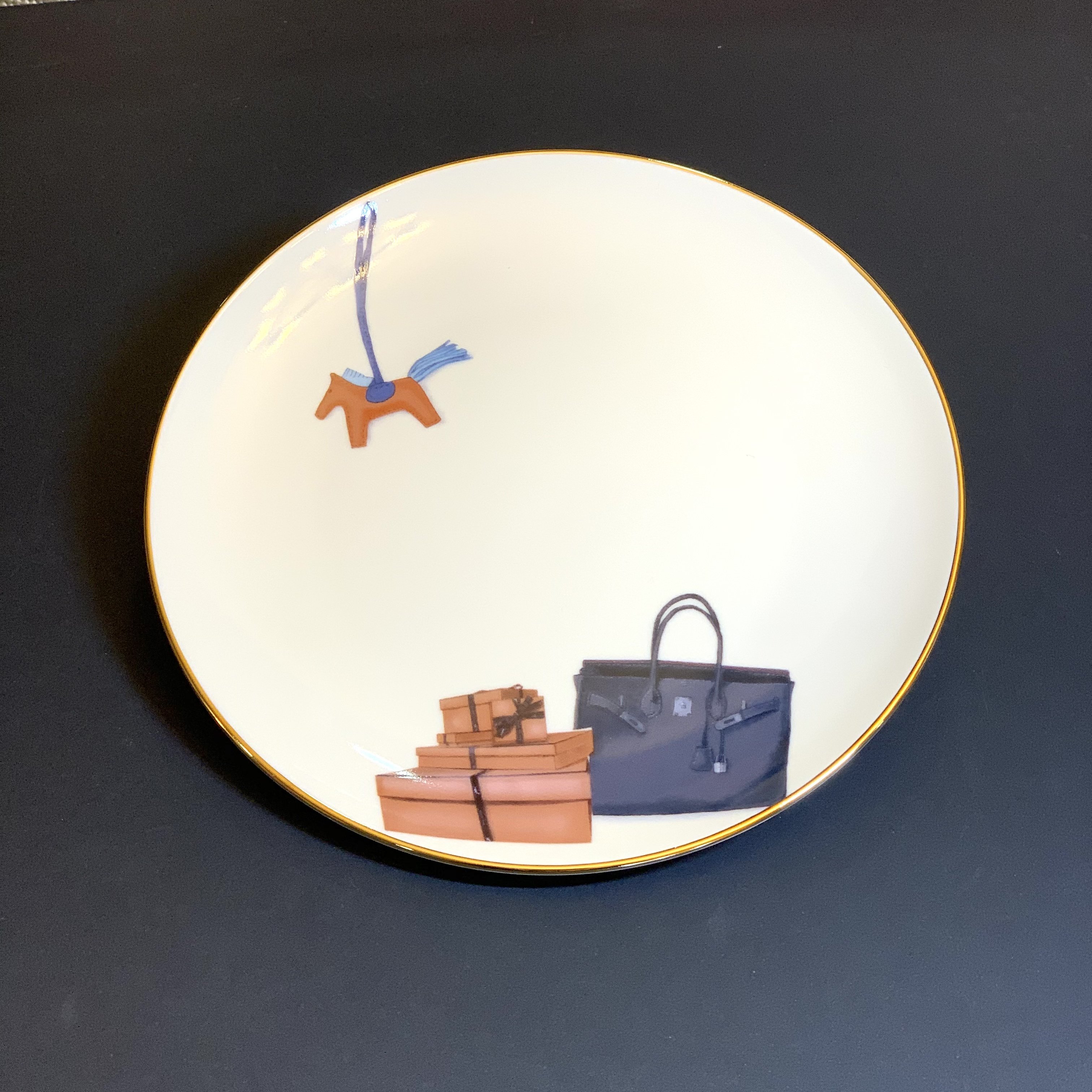 S様専用ポーセラーツ エルメスモチーフプレート大4枚セット