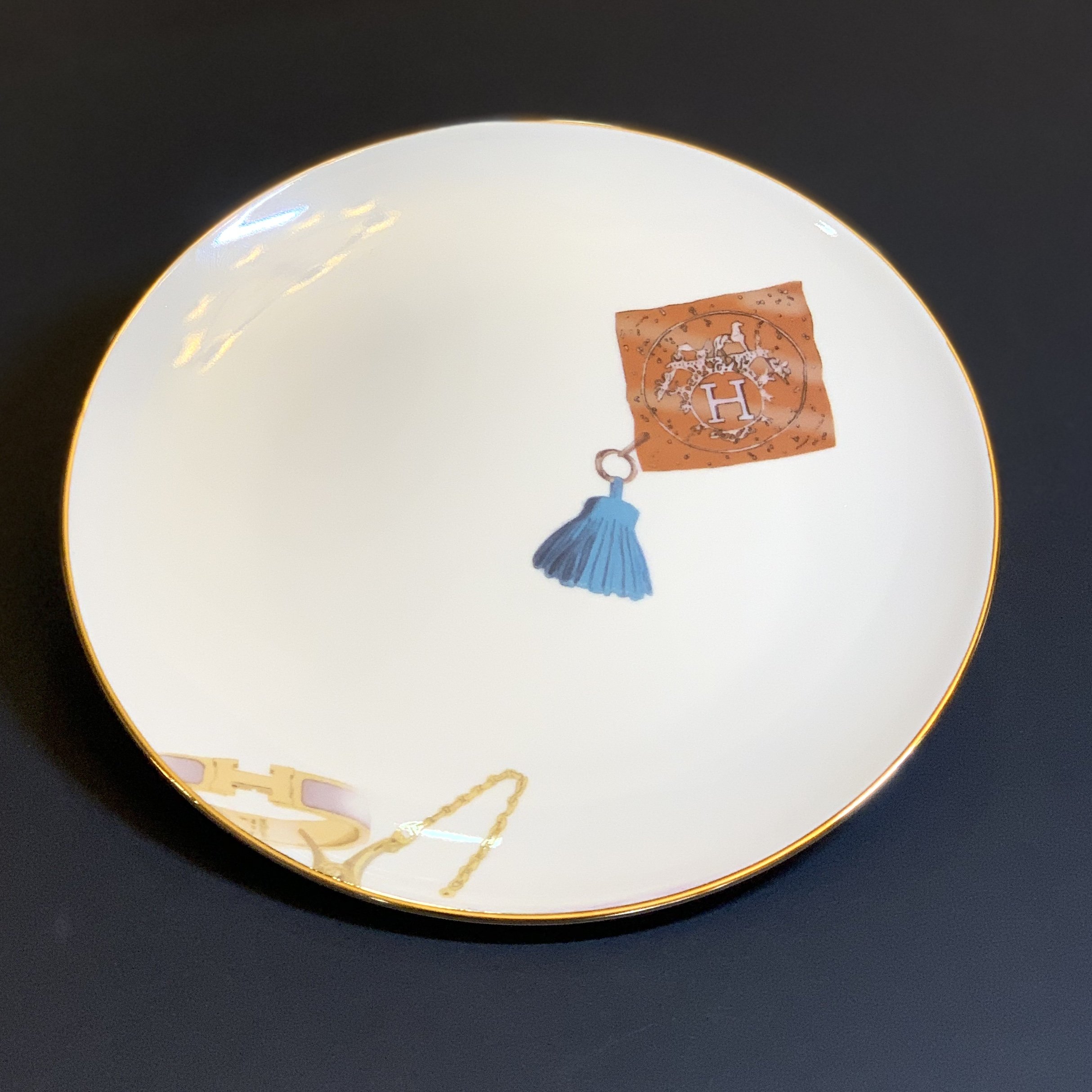 S様専用ポーセラーツ エルメスモチーフプレート大4枚セット