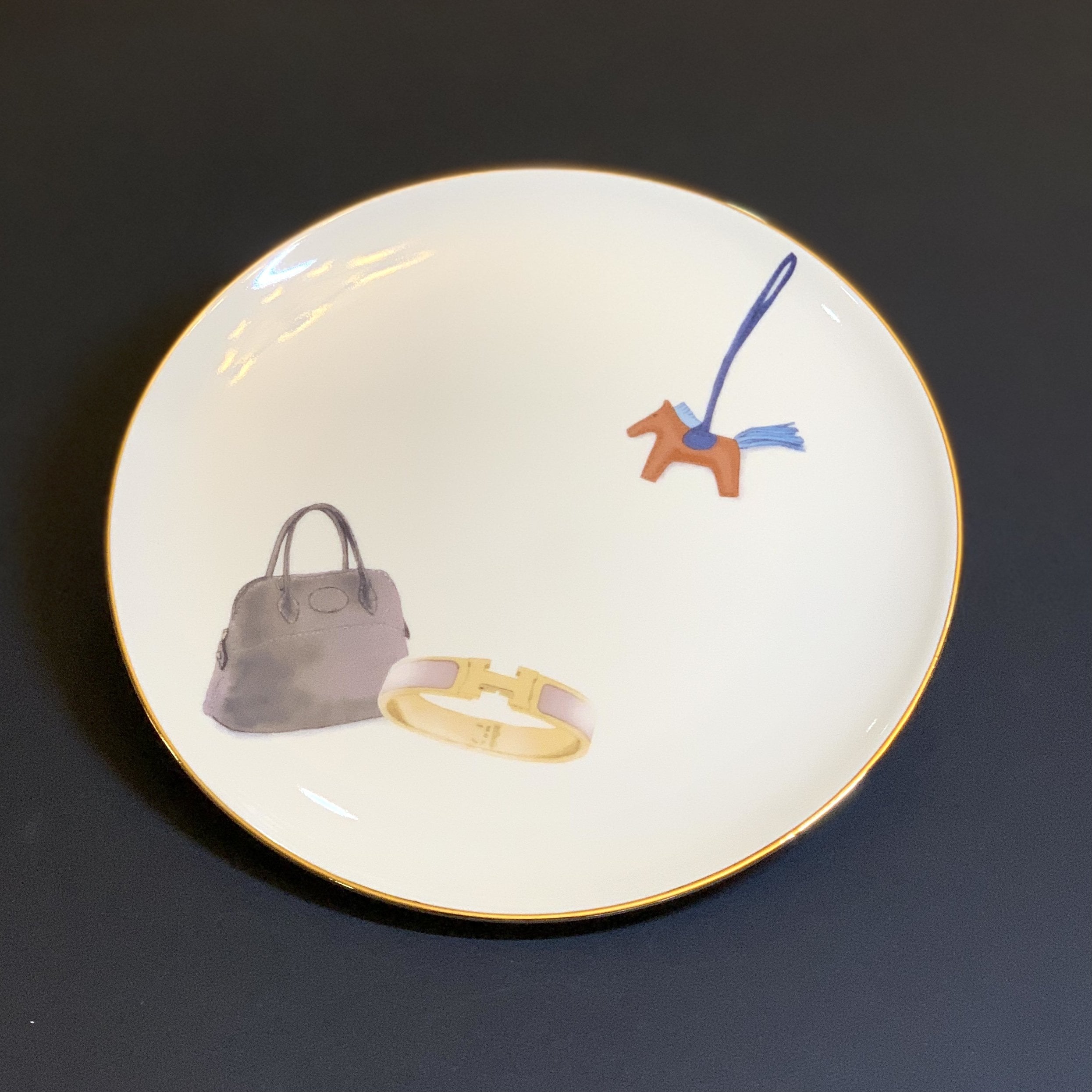 S様専用ポーセラーツ エルメスモチーフプレート大4枚セット