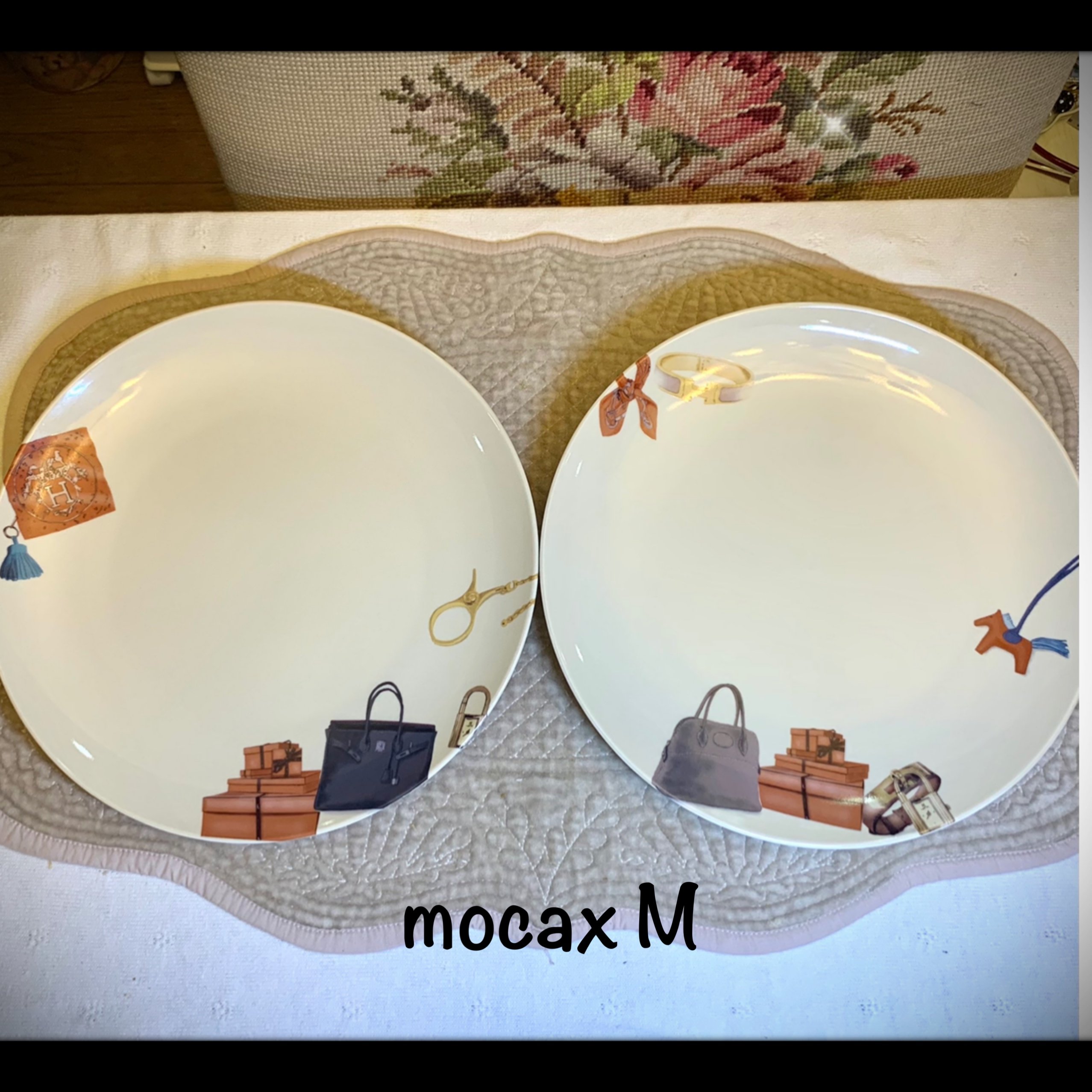 WATA様専用ポーセラーツ エルメス風プレート＆マグカップ2セット