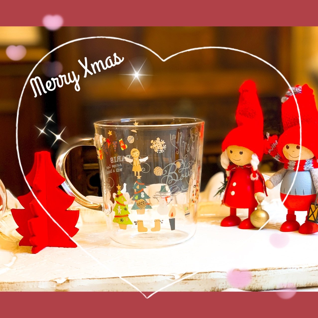 ポーセラーツ クリスマス柄 グラス1個 単品