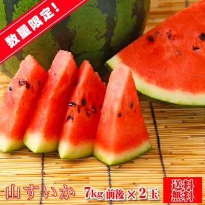 【s0702】山すいか 7kg前後×2玉 【愛媛県産】【送料無料】すいか スイカ 西瓜 大玉