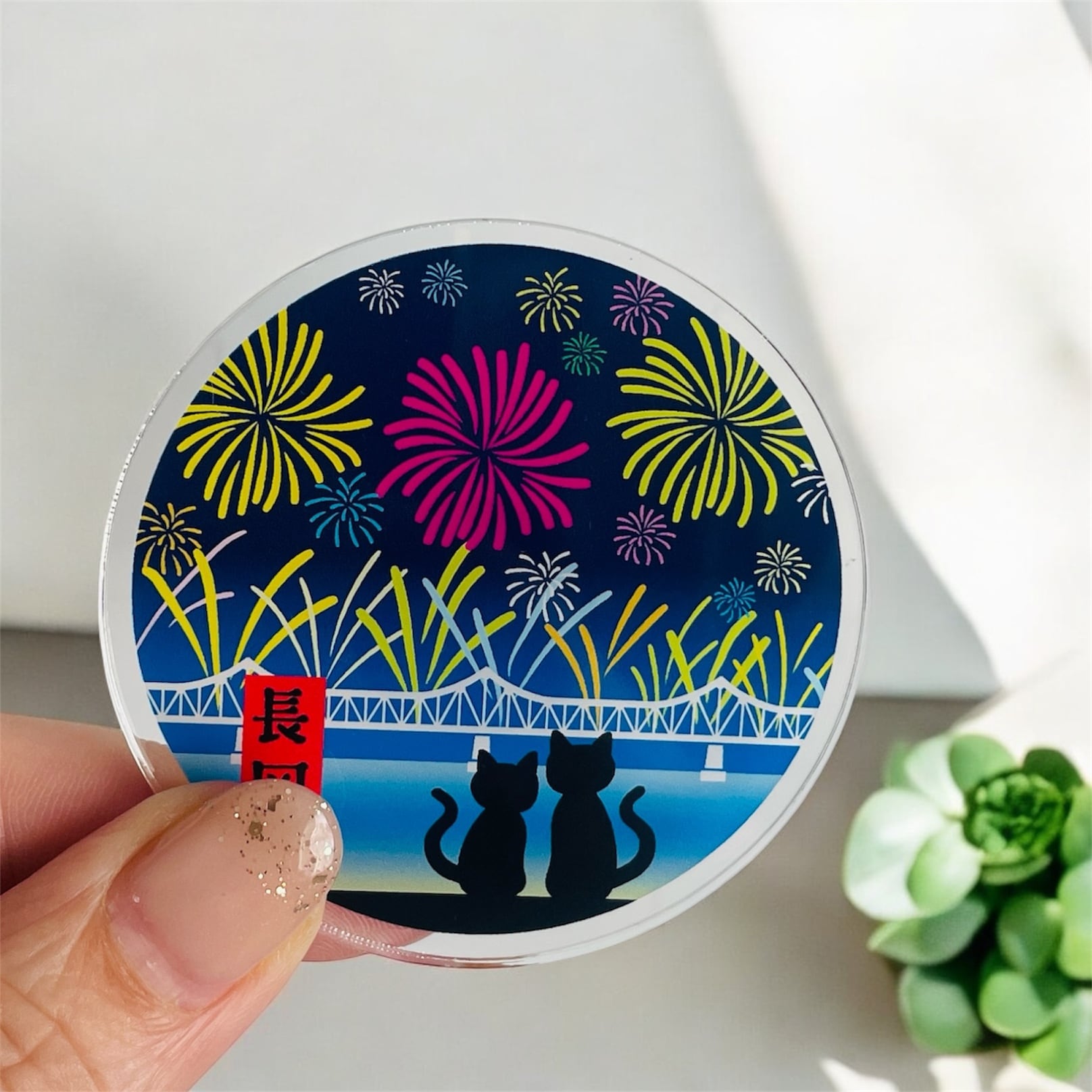 長岡マグネット猫と花火
