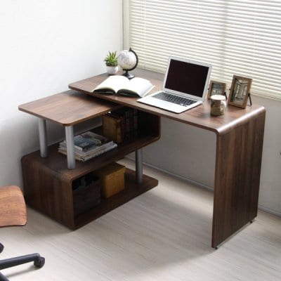 パソコンデスク L字型 コーナー 回転 幅120cm 幅85cm L字 デスク オーク