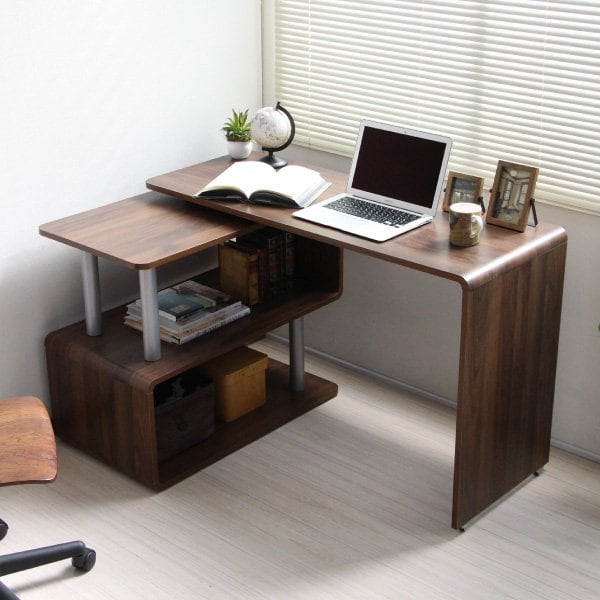 パソコンデスク L字型 コーナー 回転 幅120cm 幅85cm L字 デスク オーク