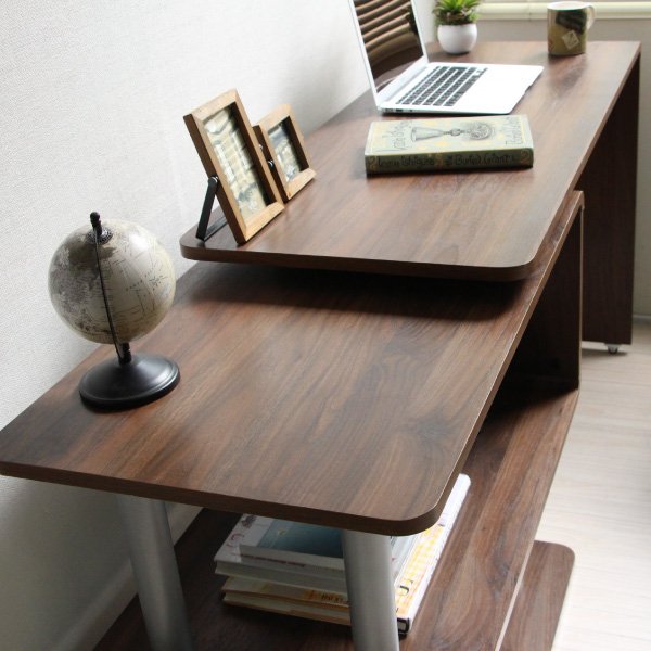 パソコンデスク L字型 コーナー 回転 幅120cm 幅85cm L字 デスク オーク