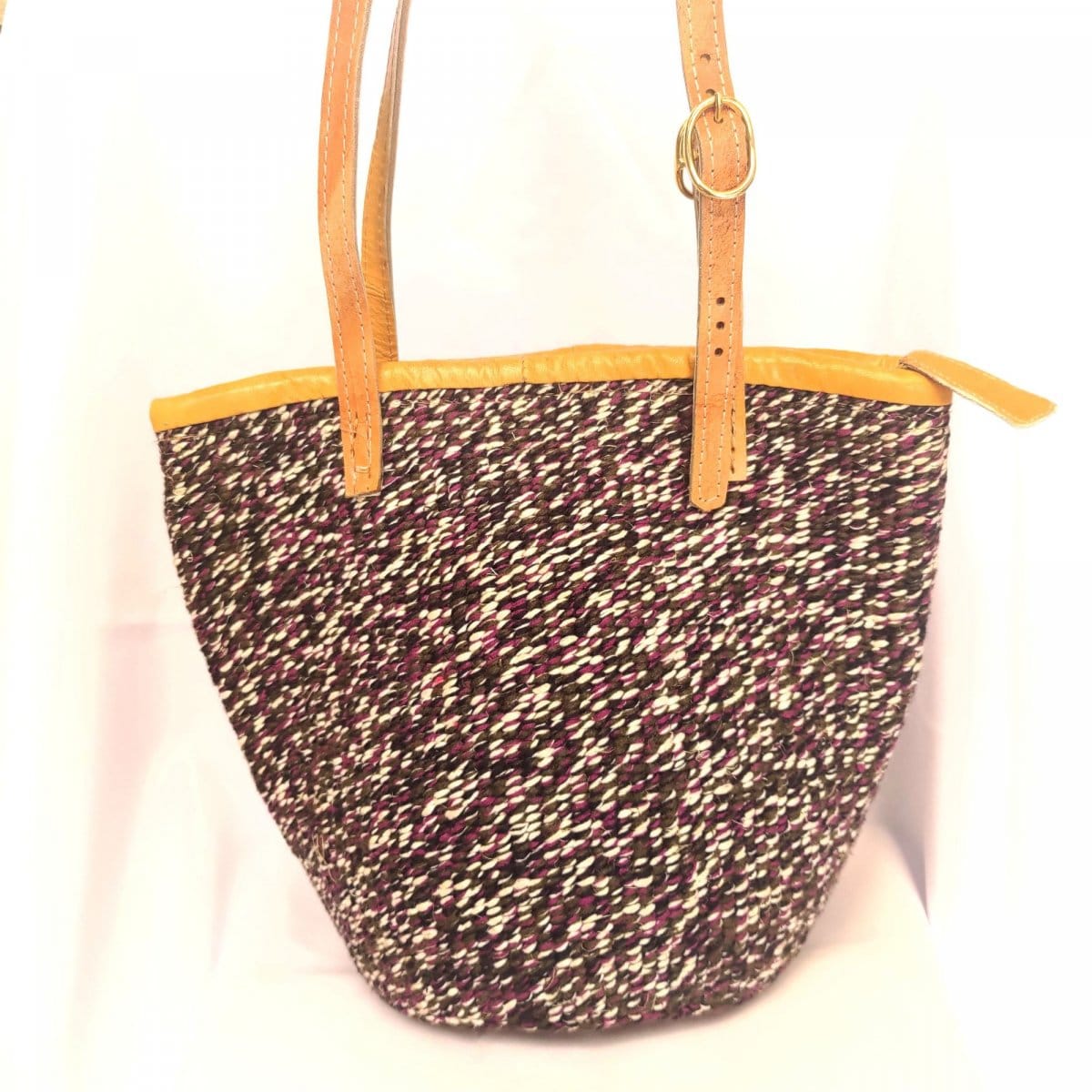 Jackieの手編みバッグ【Purple×White】