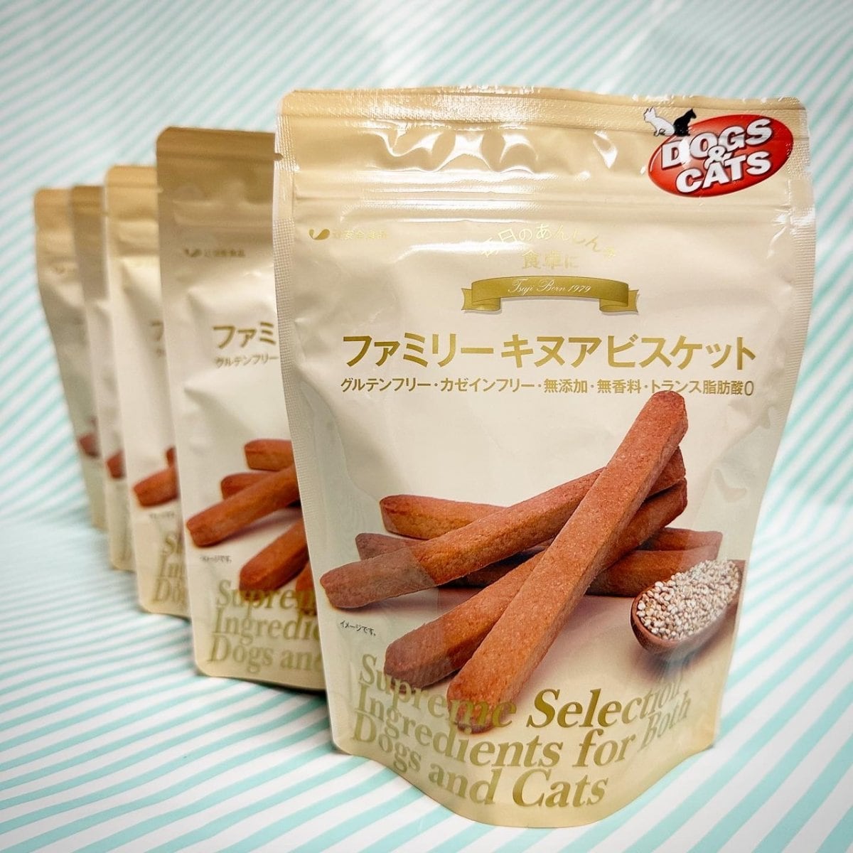 犬猫用おやつ『ファミリーキヌアビスケット』スティックタイプ80g×5個セット/グルテンフリー・アレルギー28品目不使用