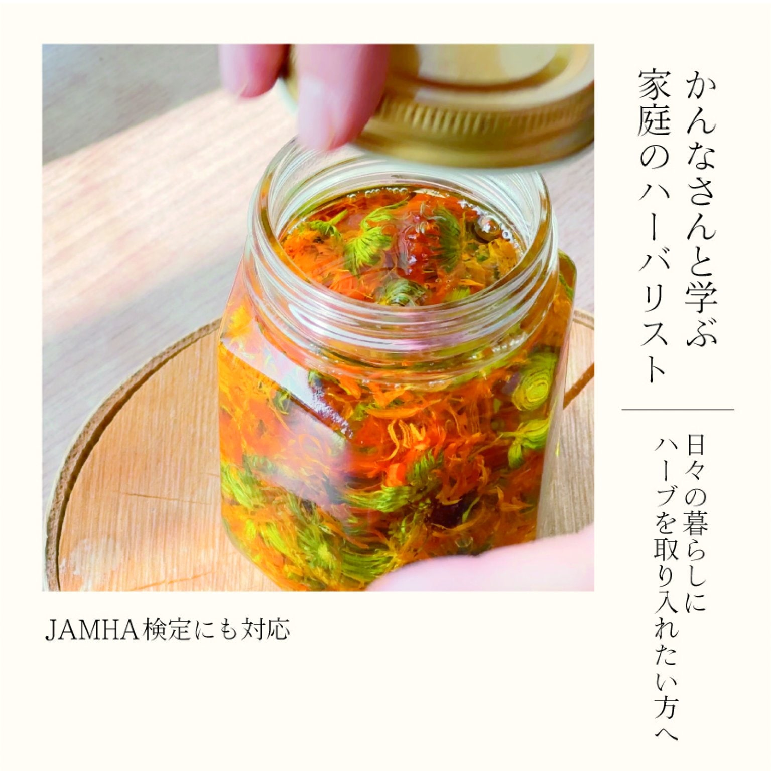 家庭のハーバリスト講座（全６回）ＪＡＭＨＡメディカルハーブ検定にも対応