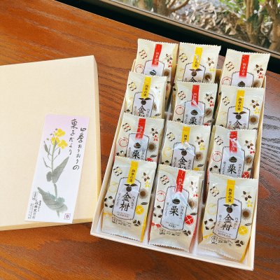 12個入り【四季の実】(栗6個/金柑6個)お茶菓子に人気な焼き菓子